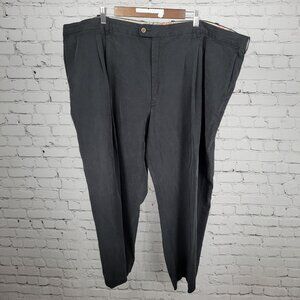 Tommy Bahama Muted Charcoal Silk Blend Pleated Straight Leg Pants 52x28